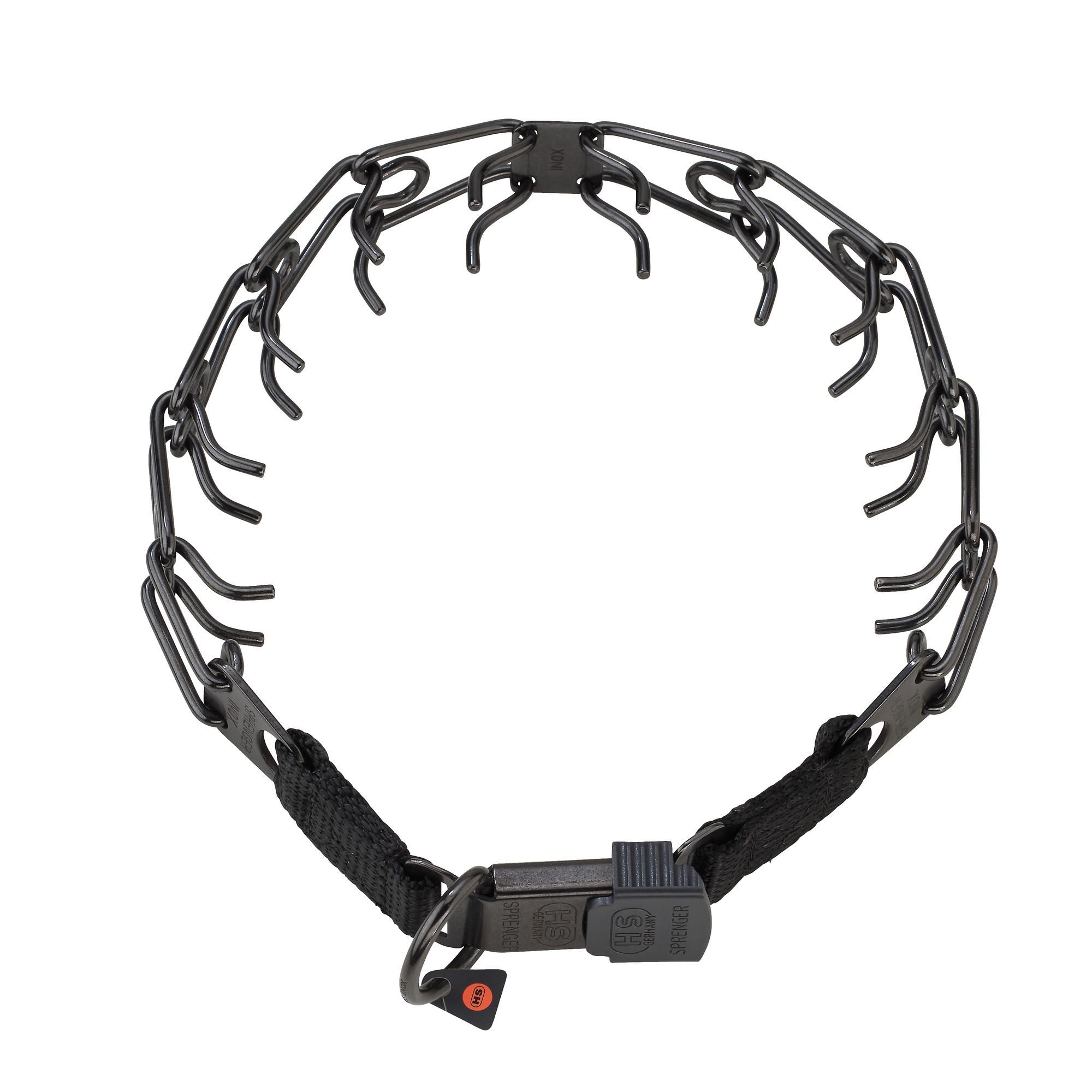 Zgarda otel inoxidabil negru micro pentru dresaj cu eliberare rapida Sprenger – 40 cm