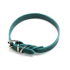 Zgarda roz din piele cu ornament cusut