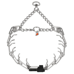 Zgarda de dresaj ULTRA-PLUS cu lant si inchidere ClicLock, inox negru